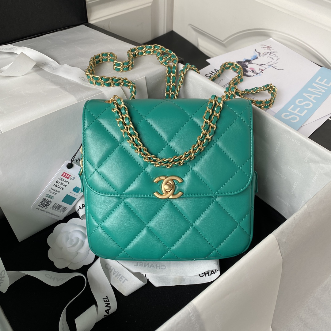 Lambskin Mini Backpack AS3884 Jade Green